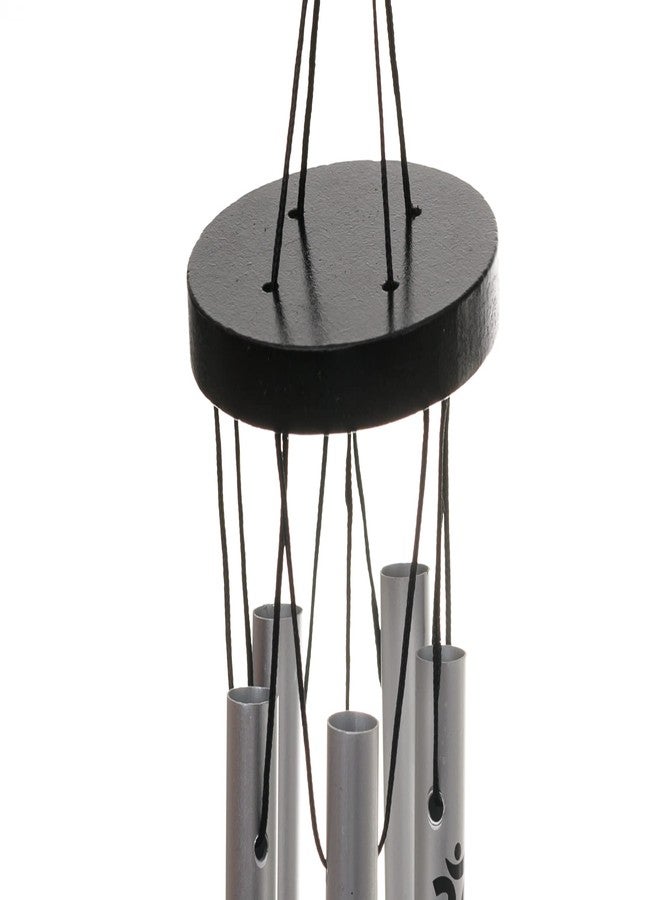 Tej Gifts Feng Shui Metal Wind Chime with Om Printed 5 Pipes for Positive Energy, Decorative Outdoor/Indoor Hanging Bells, Good Luck Chimes for Home/Balcony Decoration(Silver, Small) - Image 4